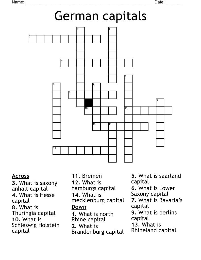German capitals Crossword