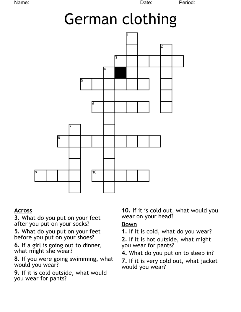 German clothing Crossword