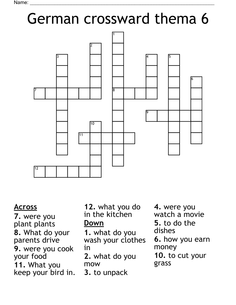 German crossward thema 6 Crossword