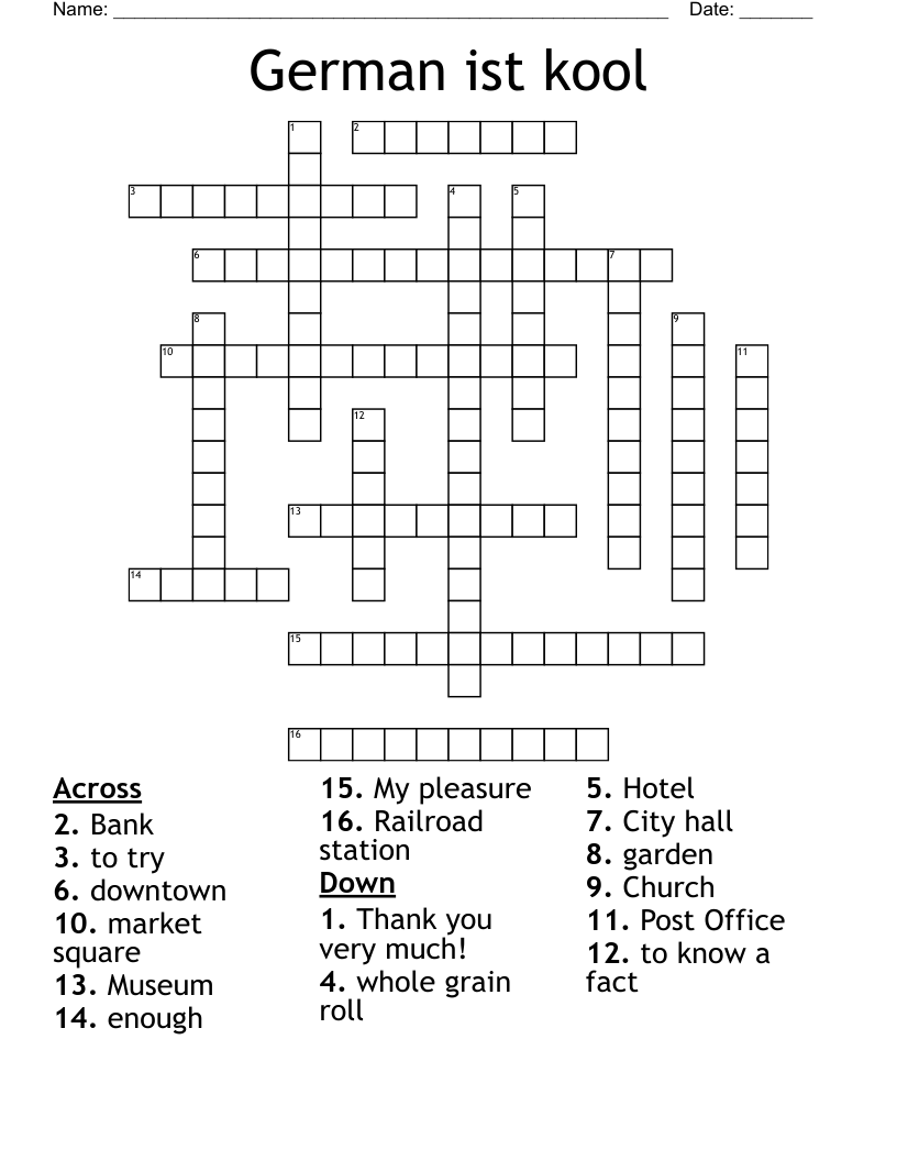 German ist kool Crossword