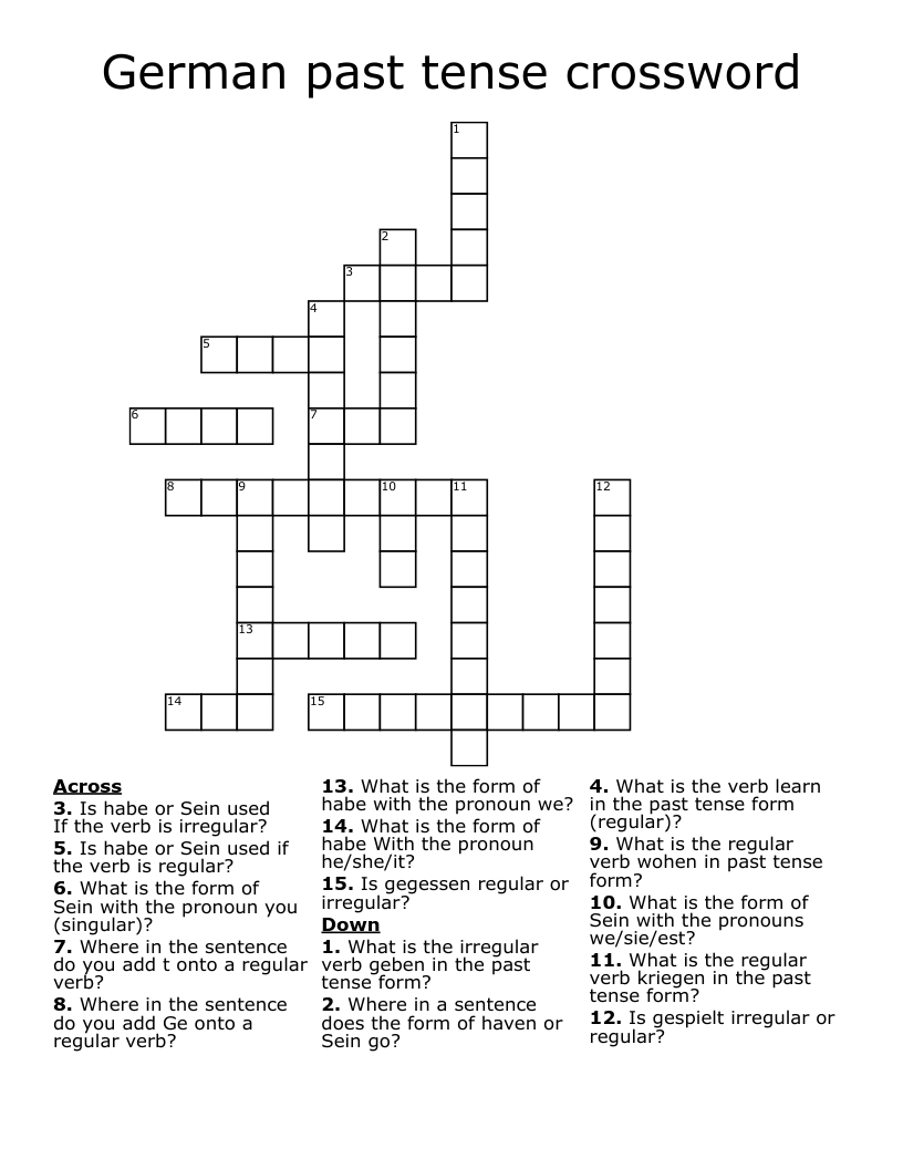 German past tense crossword 