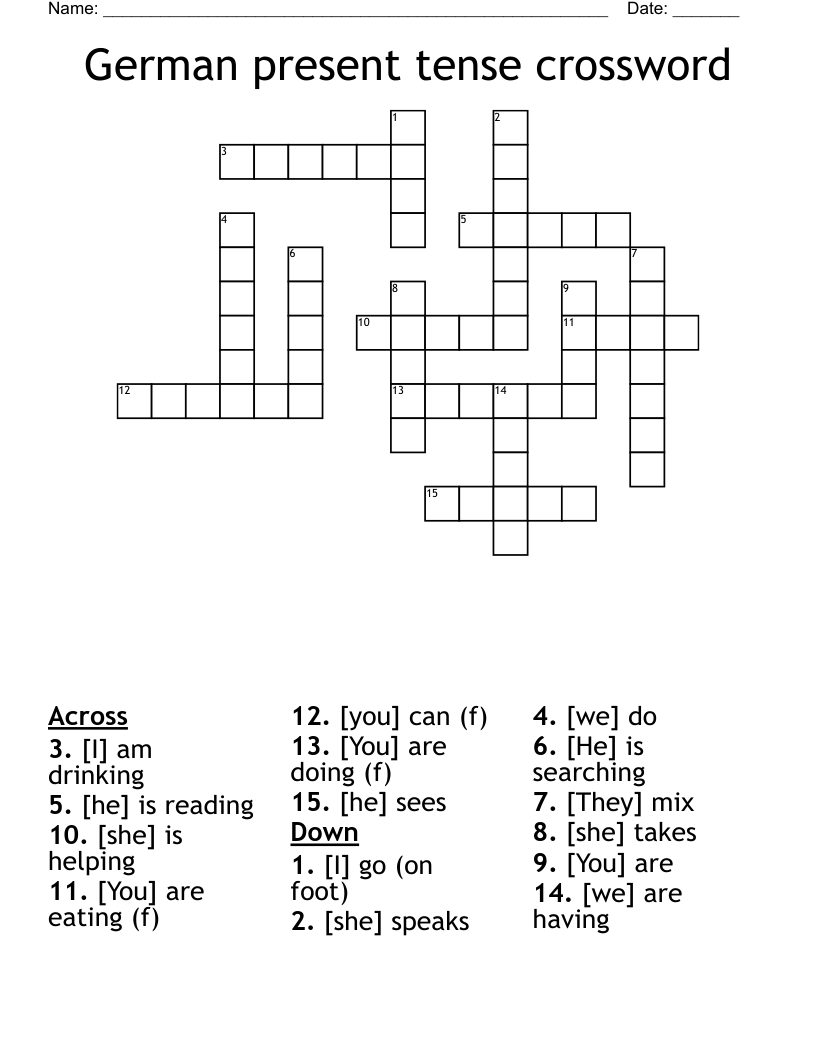 German present tense crossword