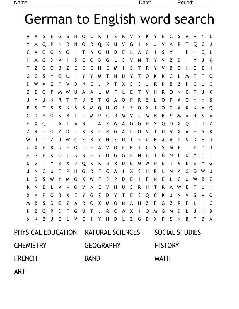 German to English word search