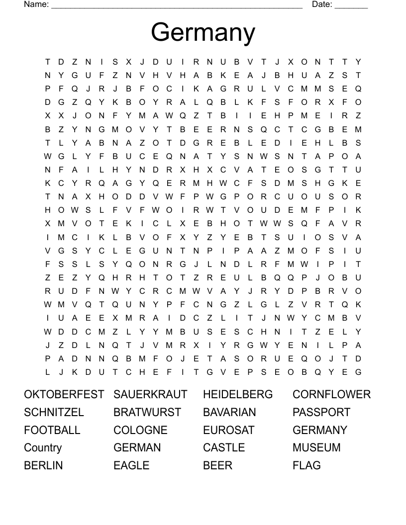 Germany Word Search