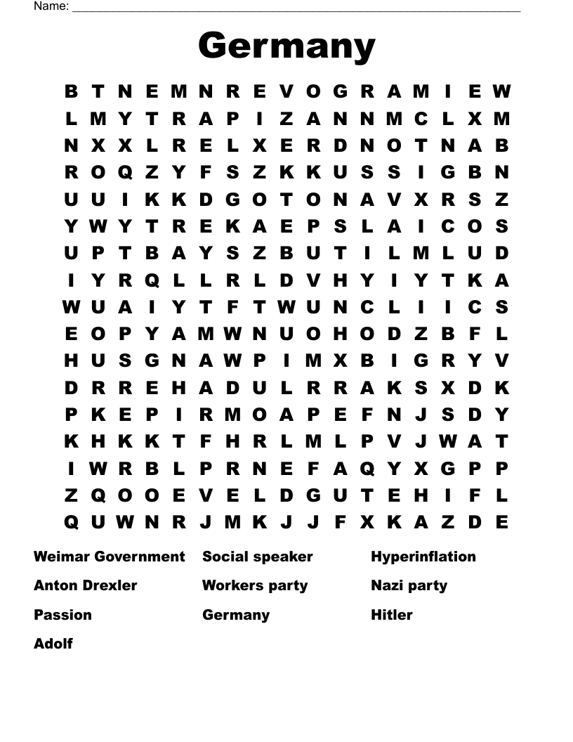 Germany Word Search