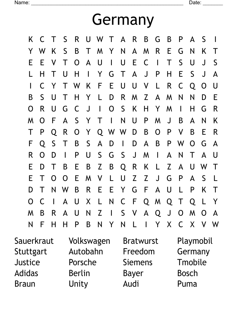 Germany Word Search