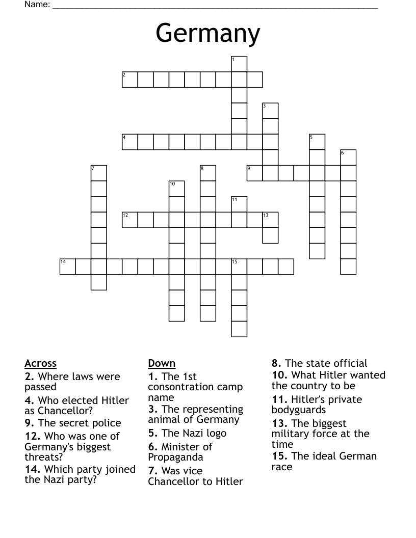 Germany Crossword