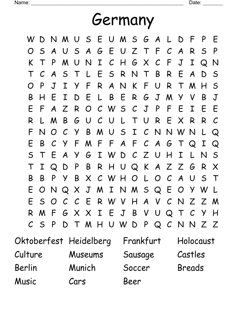 Germany Word Search