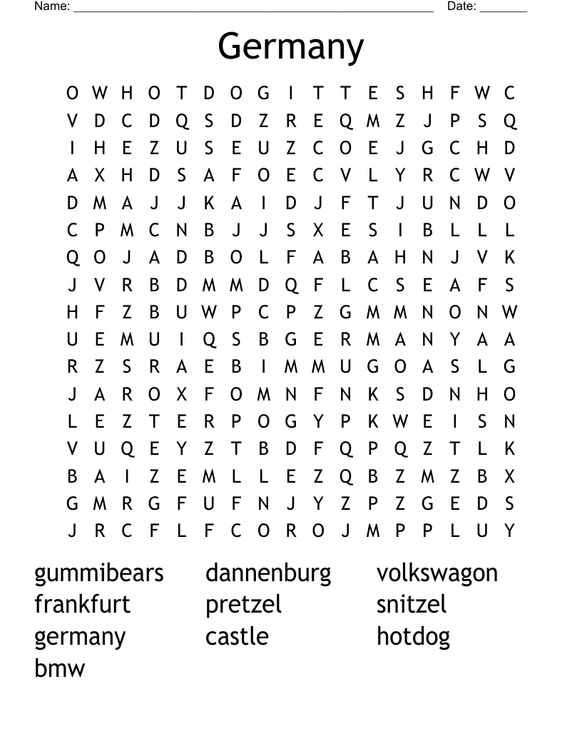Germany Word Search