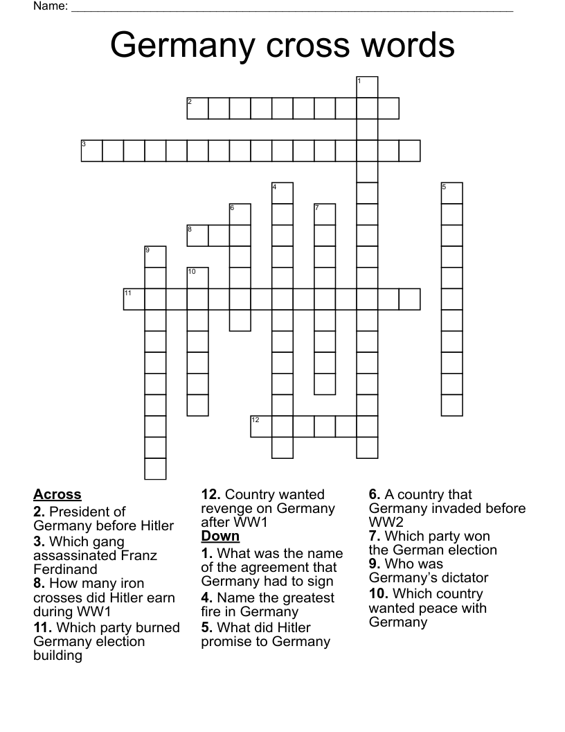 Germany cross words