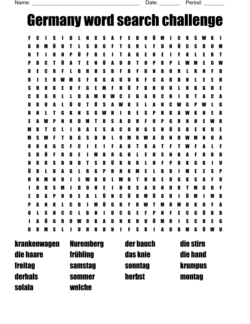 Germany word search challenge 