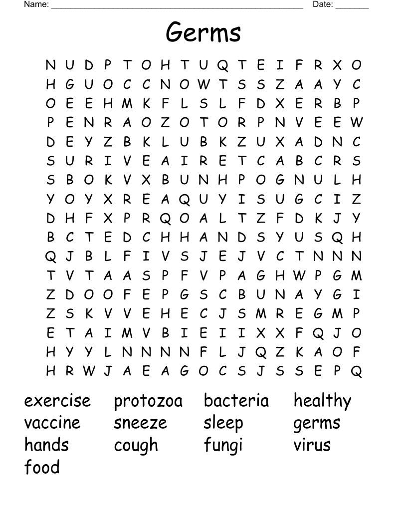 Germs Word Search