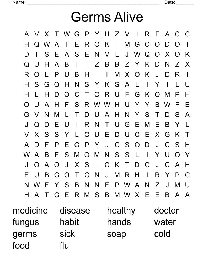 Germs Alive Word Search
