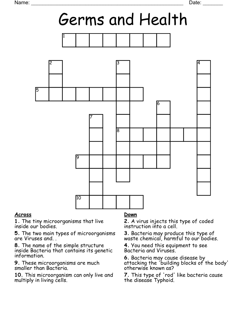 Germs and Health Crossword