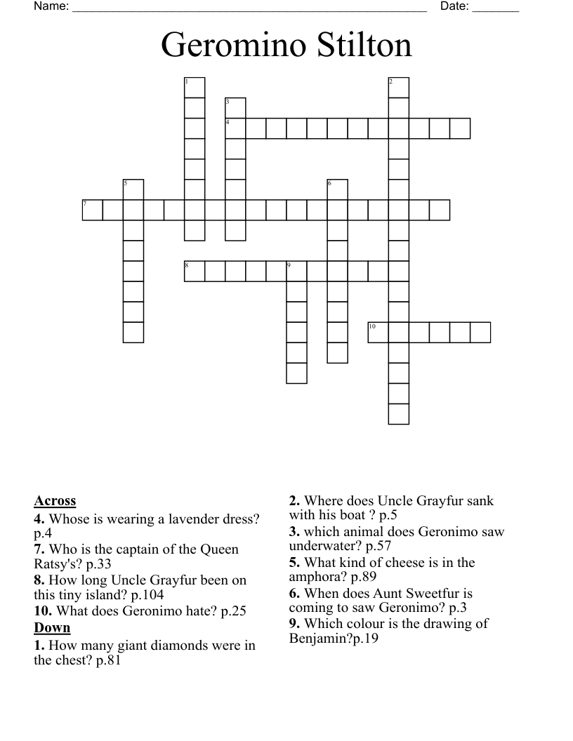 Geromino Stilton  Crossword