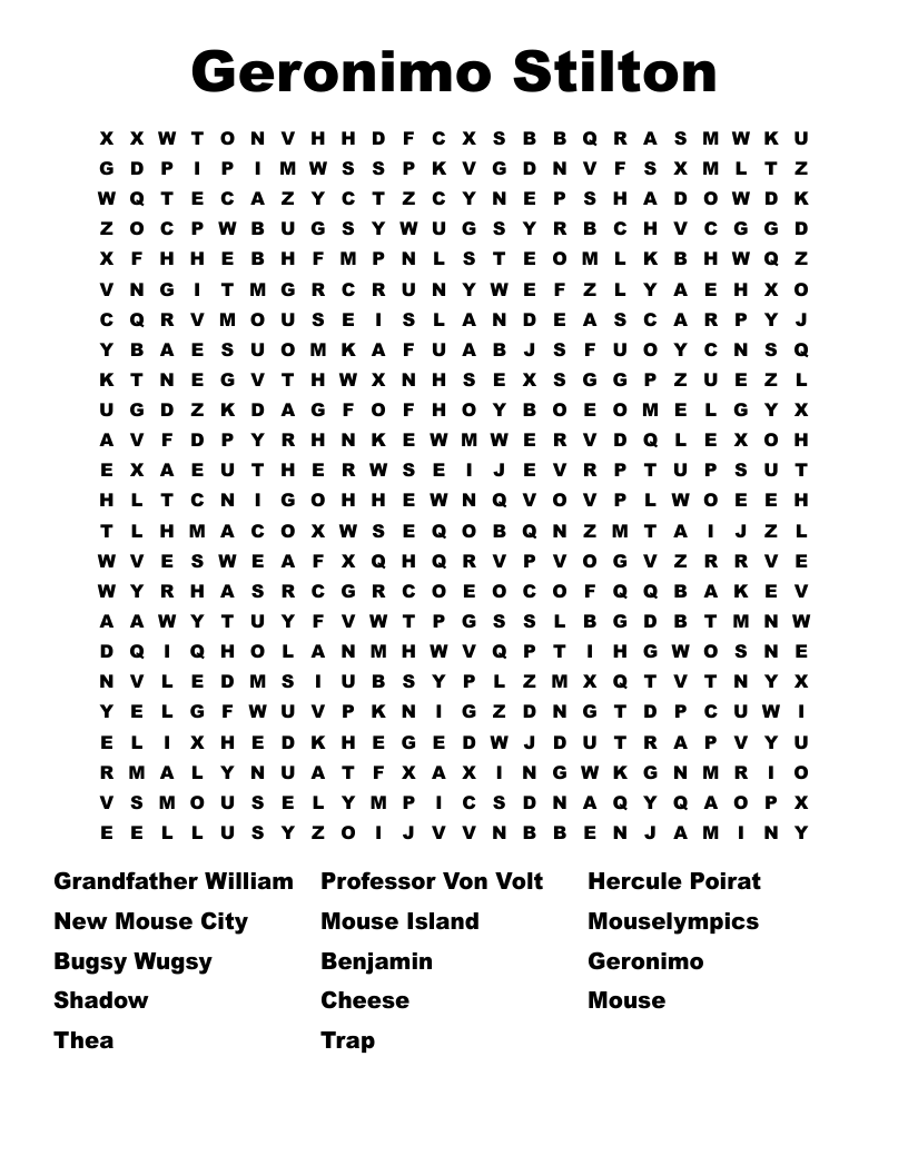 Geronimo Stilton Word Search