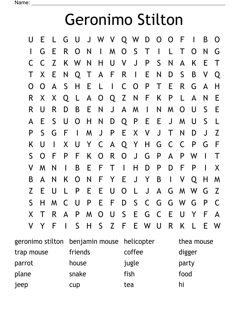 Geronimo Stilton Word Search