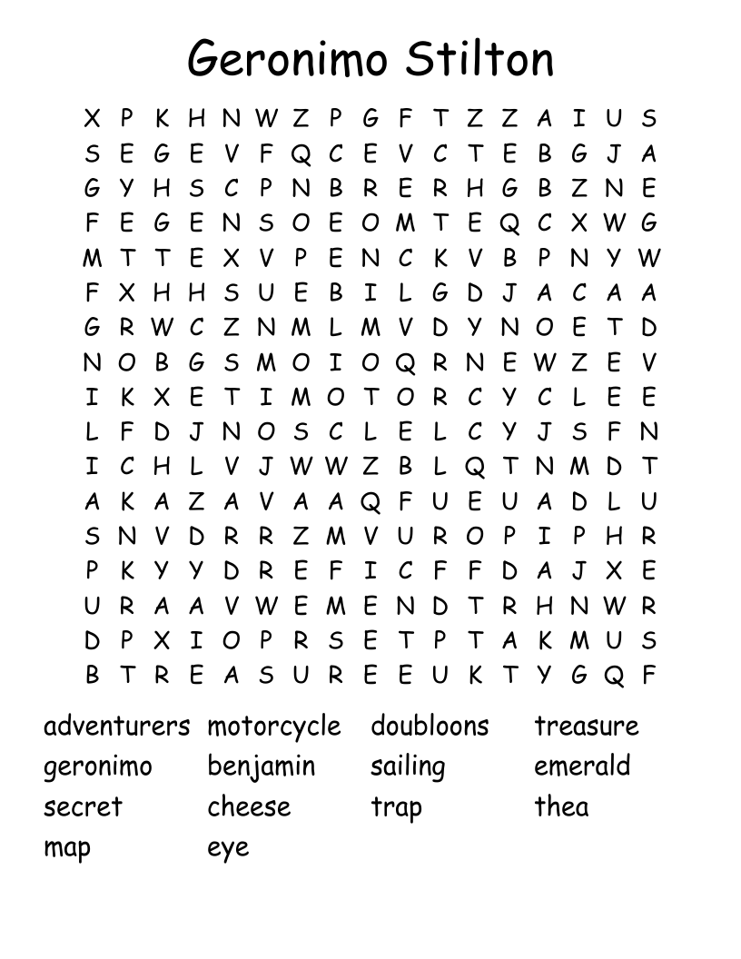 Geronimo Stilton Word Search
