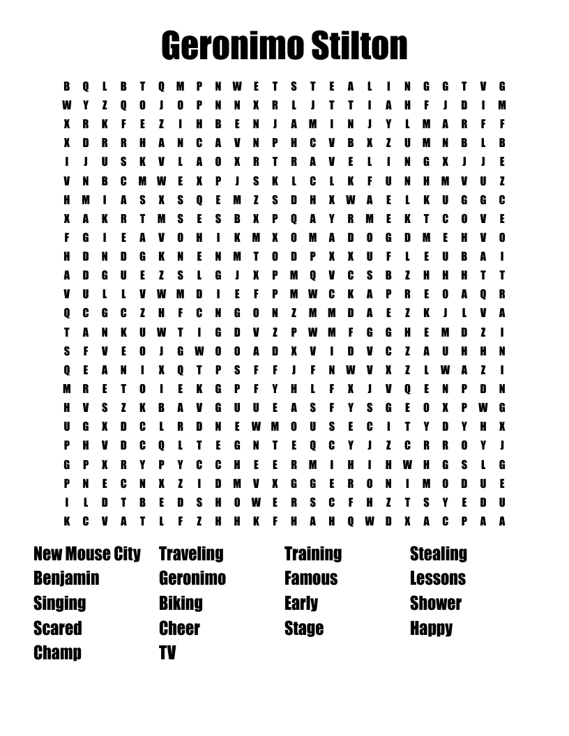 Geronimo Stilton Word Search