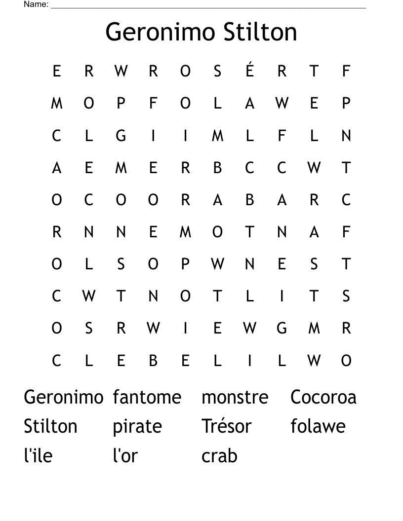 Geronimo Stilton Word Search