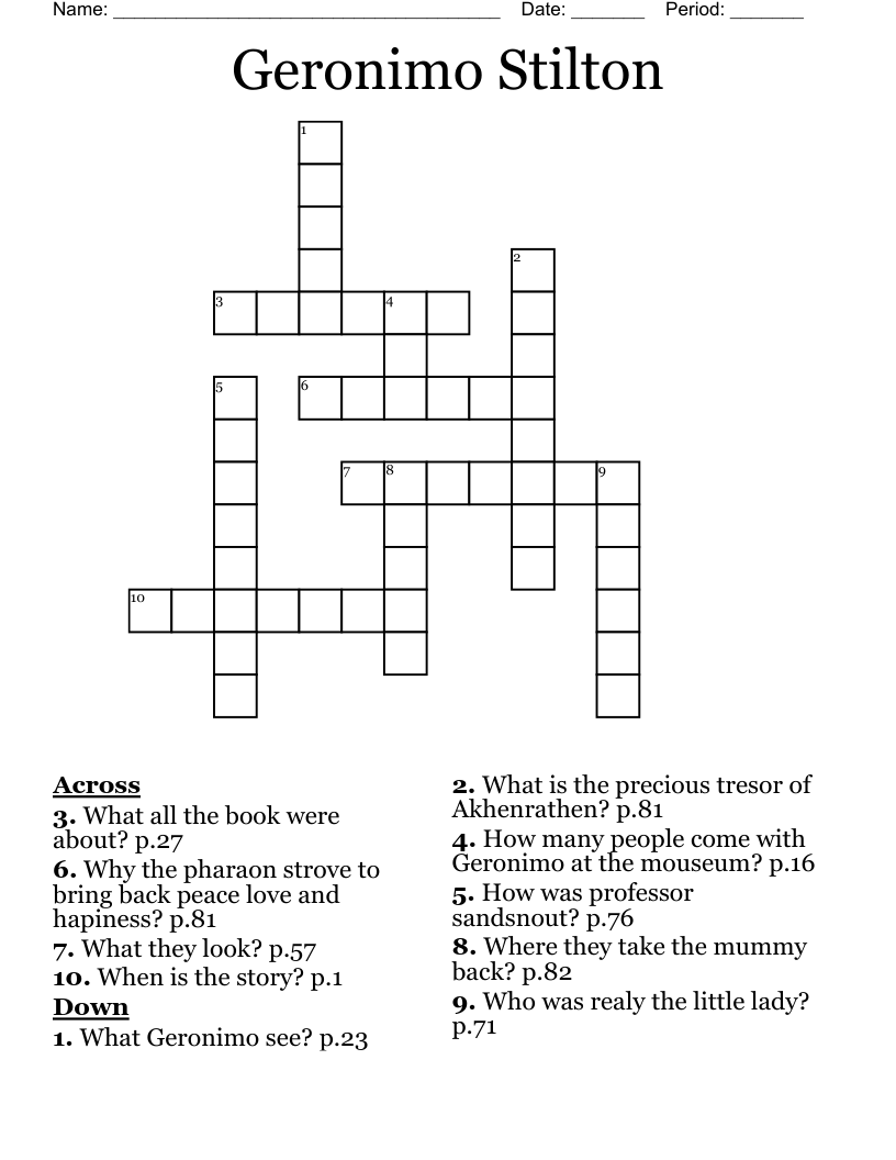 Geronimo Stilton Crossword
