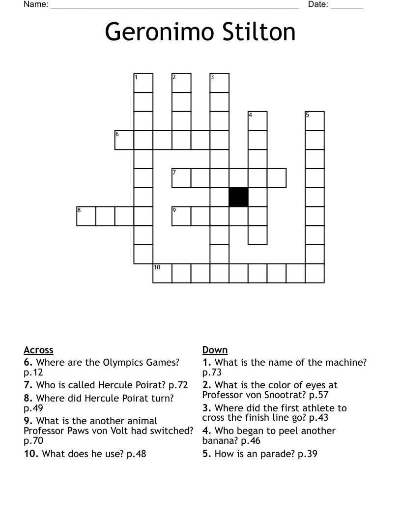 Geronimo Stilton Crossword