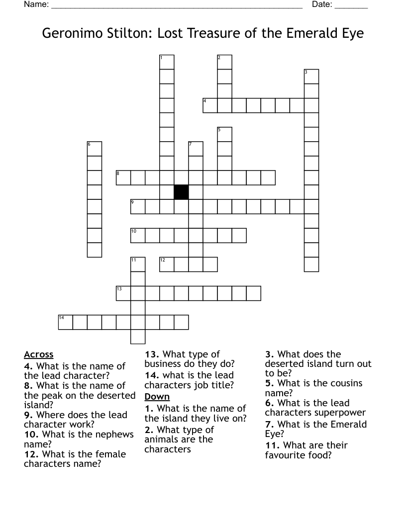 Geronimo Stilton: Lost Treasure of the Emerald Eye Crossword