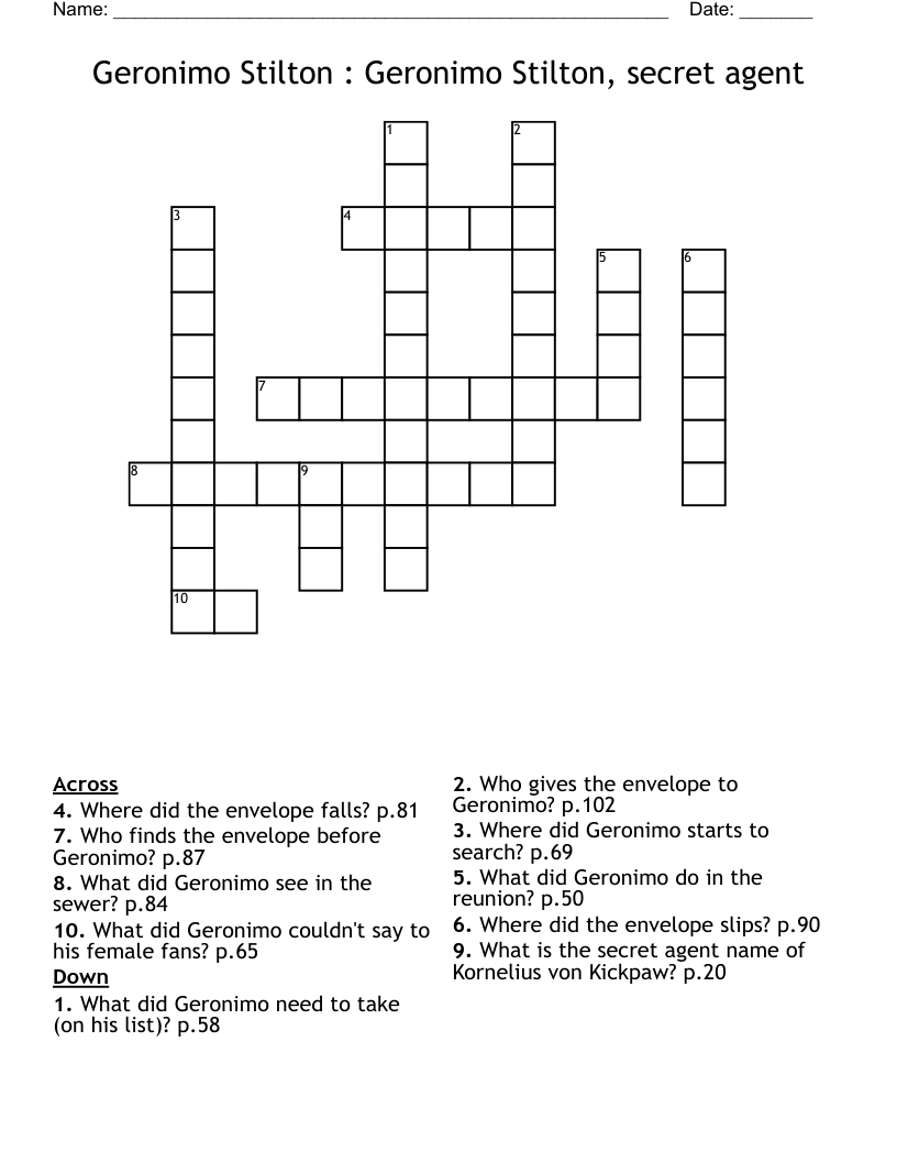 Geronimo Stilton : Geronimo Stilton, secret agent Crossword