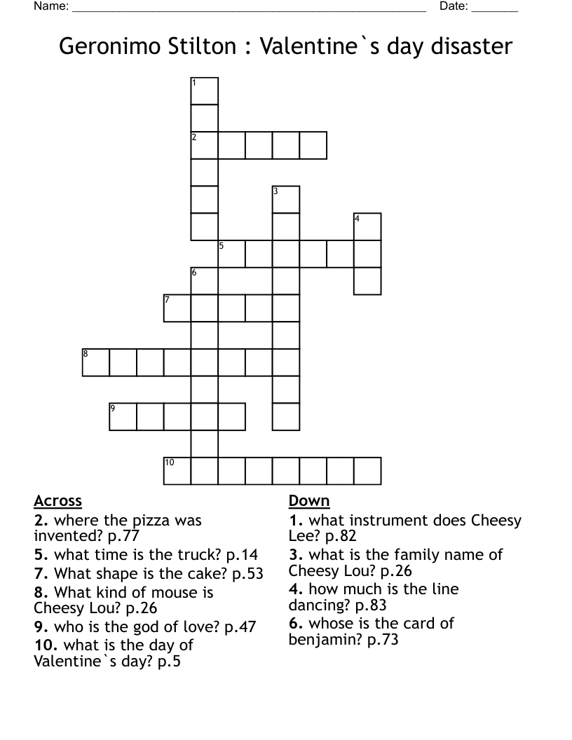 Geronimo Stilton : Valentine`s day disaster Crossword