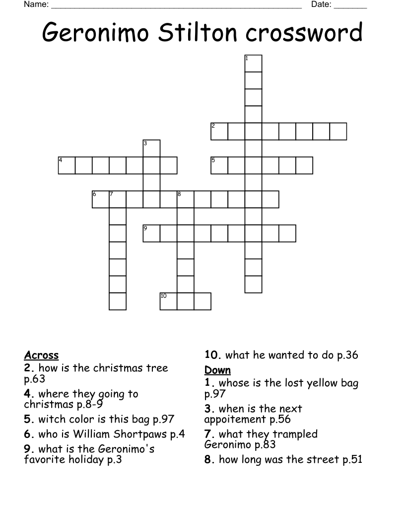 Geronimo Stilton crossword
