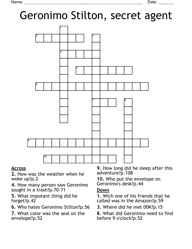Geronimo Stilton, secret agent Crossword