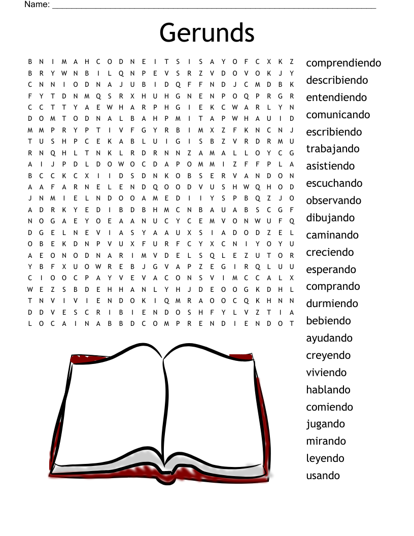 Gerunds Word Search