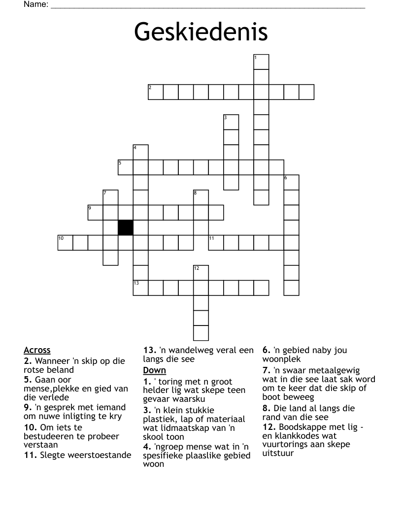 Geskiedenis Crossword