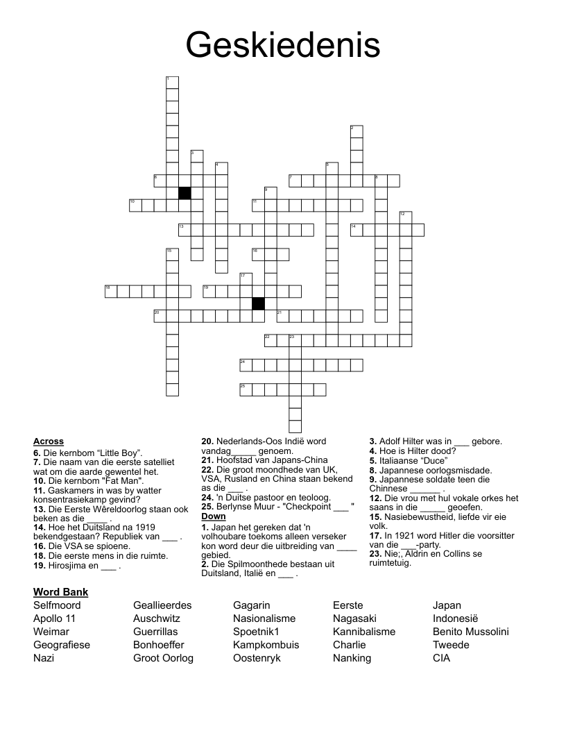 Geskiedenis Crossword