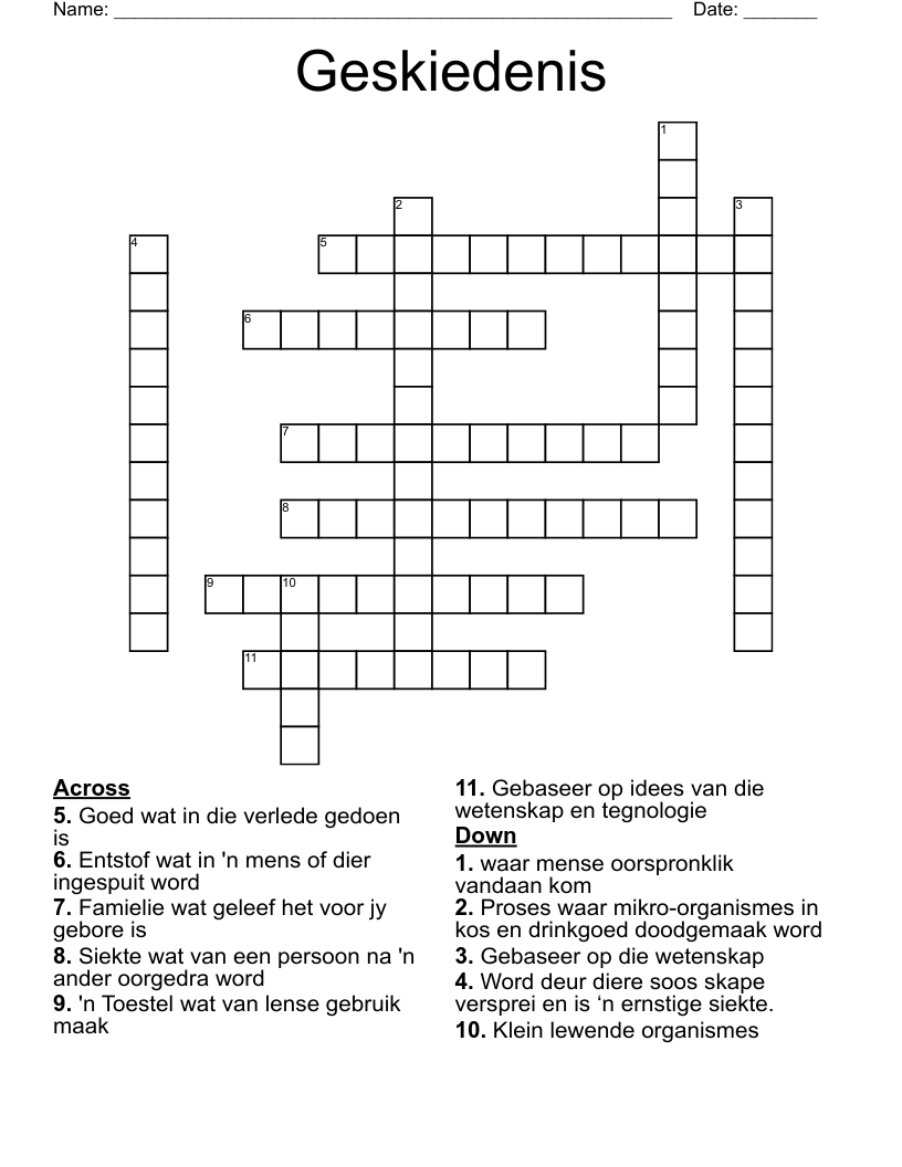 Geskiedenis Crossword