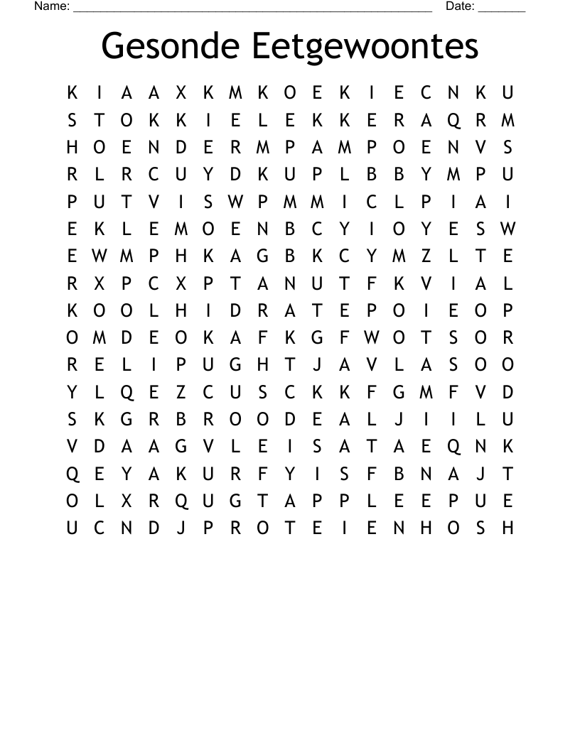 Gesonde Eetgewoontes  Word Search
