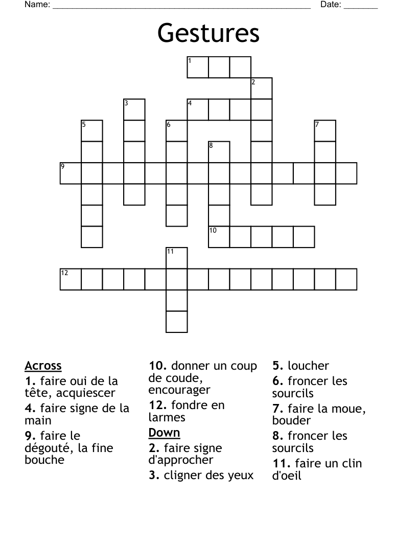 Gestures Crossword
