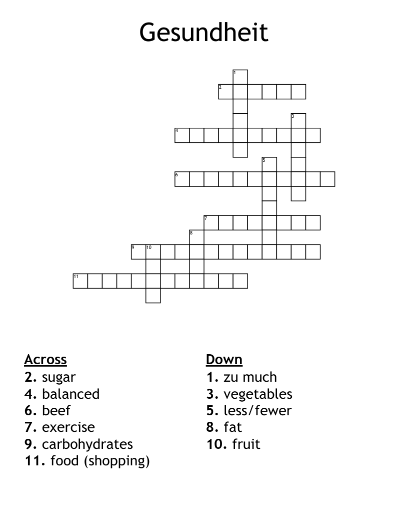 Gesundheit Crossword