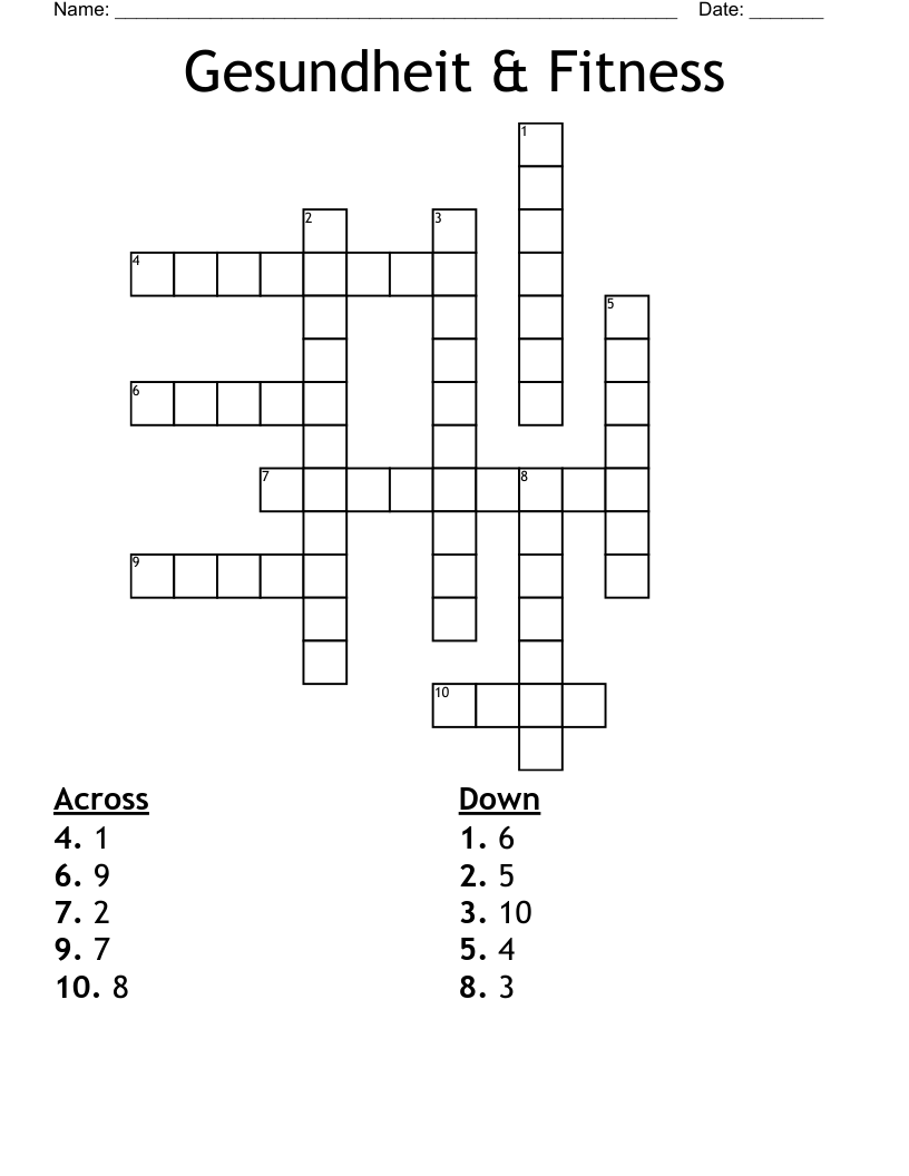 Gesundheit & Fitness Crossword