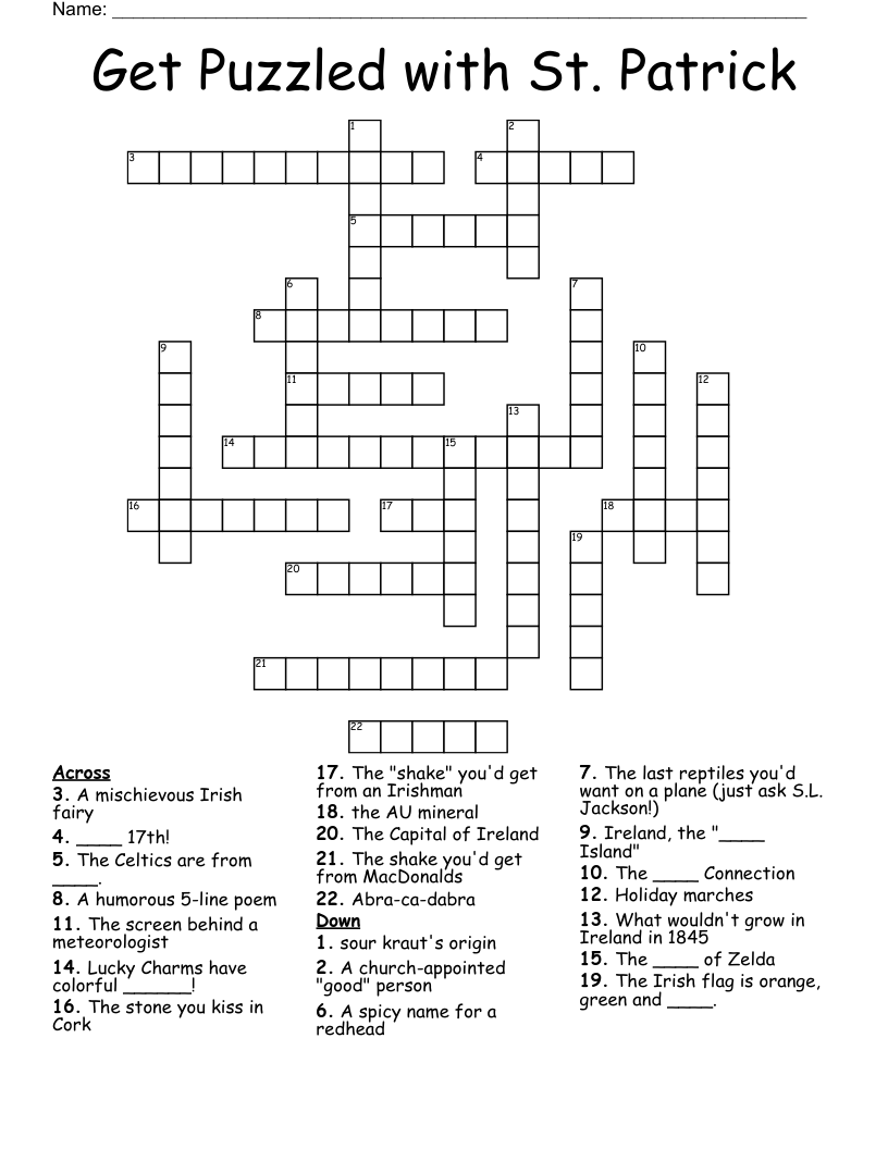 Get Puzzled with St. Patrick Crossword
