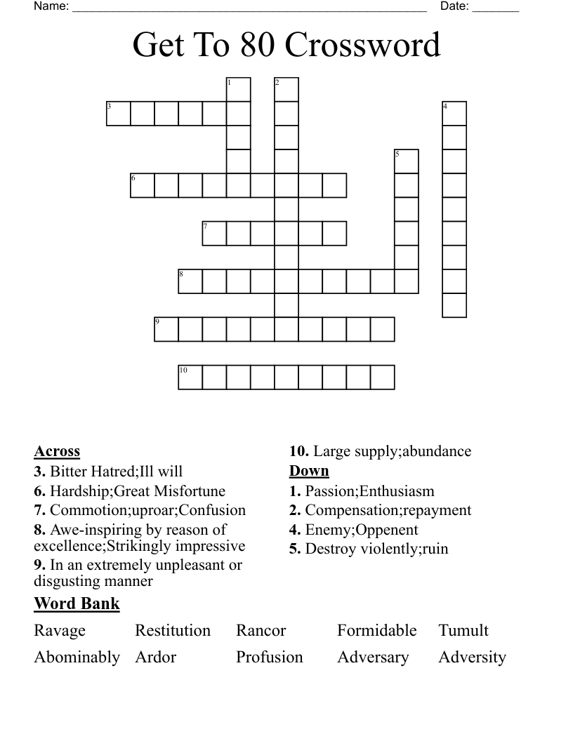Get To 80 Crossword