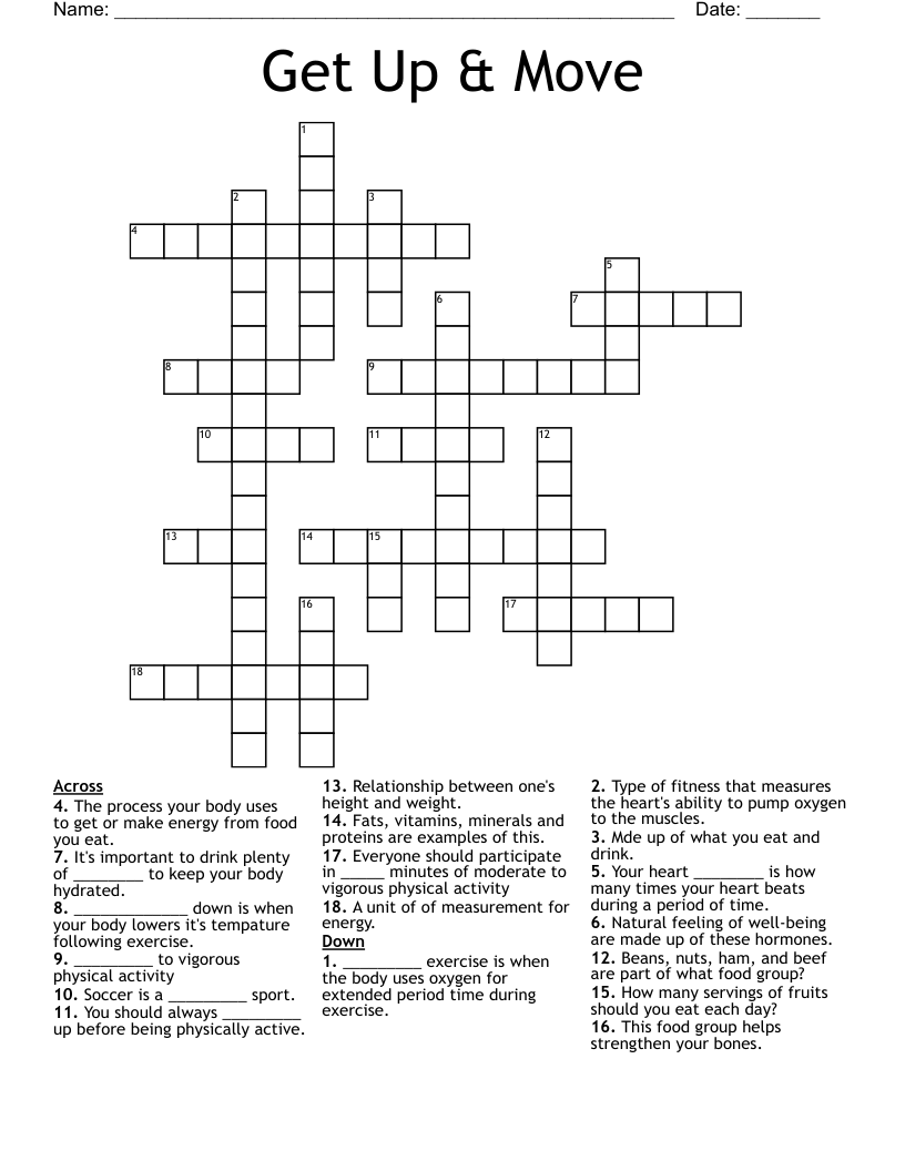 Get Up & Move Crossword