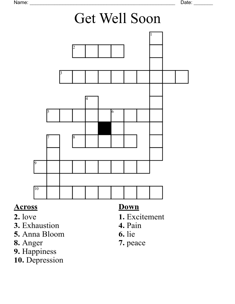 Get Well Soon Crossword
