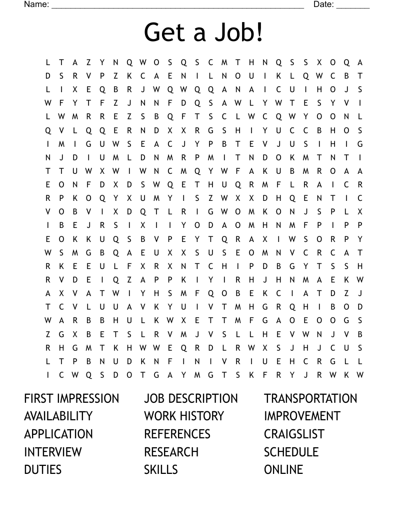 Get a Job! Word Search