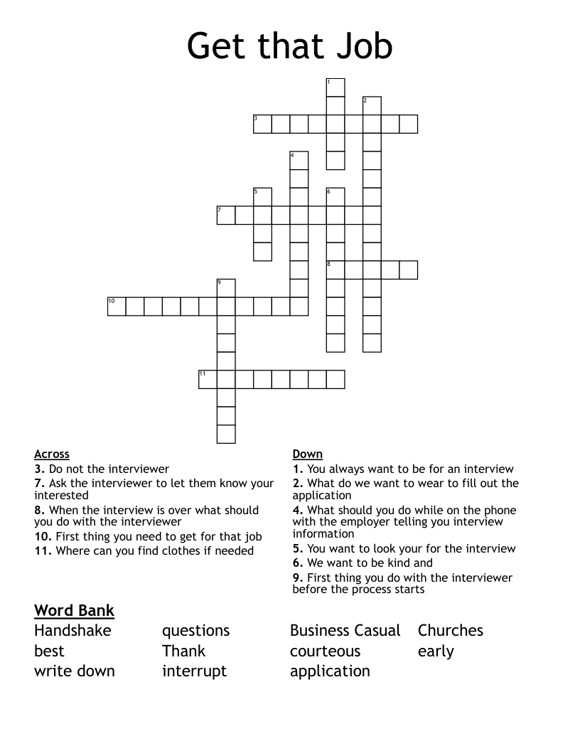 Get that Job Crossword