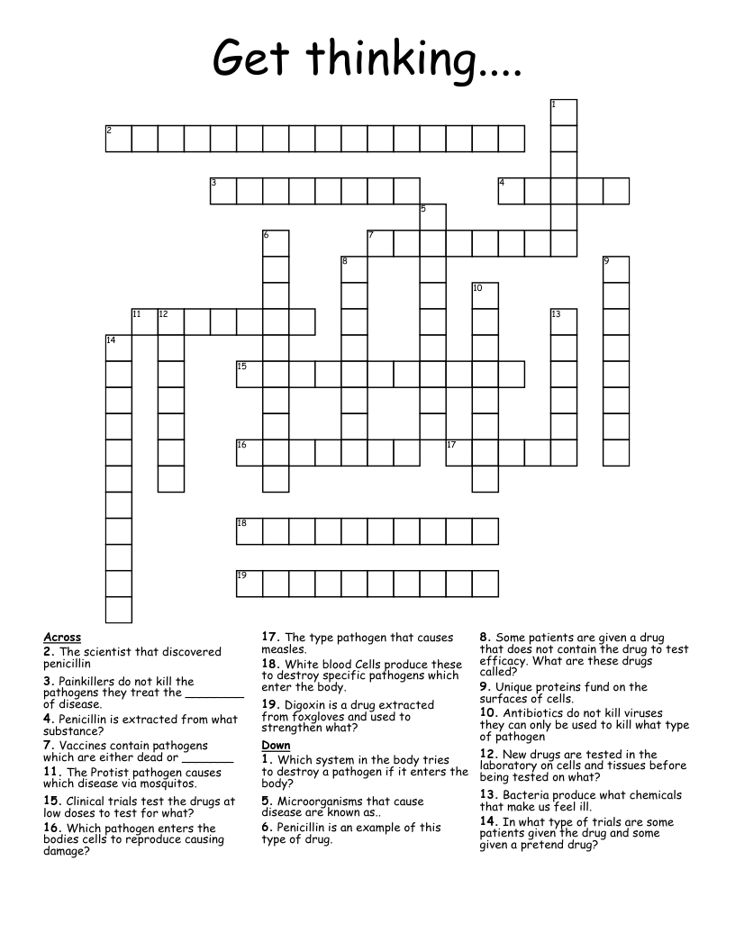 Get thinking....  Crossword