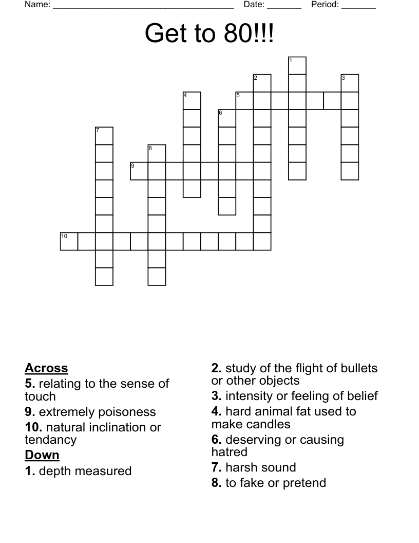 Get to 80!!! Crossword