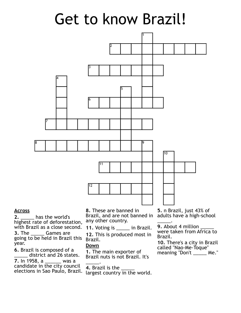 Get to know Brazil! Crossword