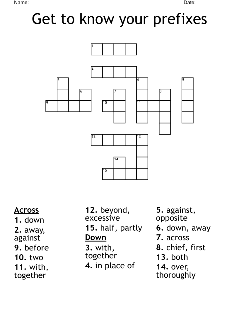 Get to know your prefixes  Crossword