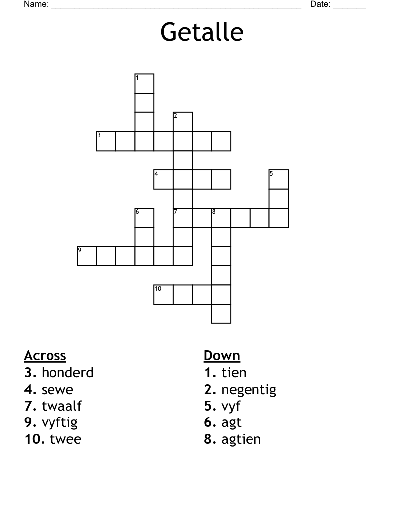 Getalle Crossword
